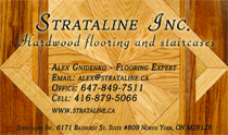 Strataline Inc. Hardwood Flooring and Staircases Business Cards