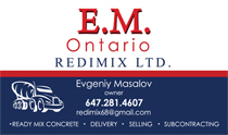 Redimix Concrete Subcontracting Business Cards