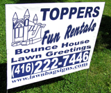 Rentals blue lawn sign