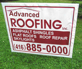 Roofing lawn sign