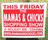 Red Shopping Show Lawn Sign