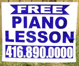 Blue Piano Lessons Yard Sign