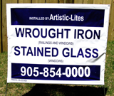 Wrought Iron and Stained Glass Windows lawn Sign