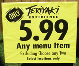 Teriyaki Experience Bag Sign